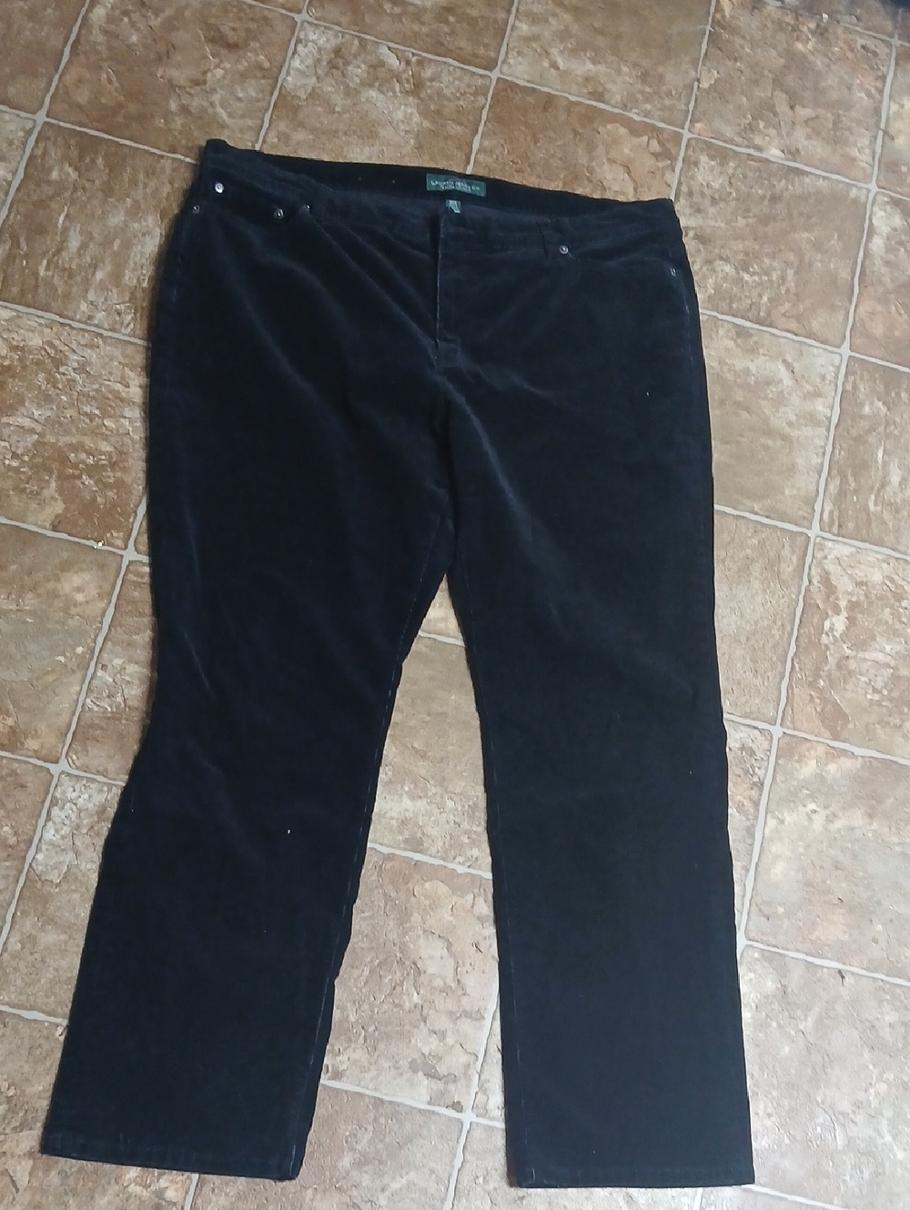 GUC LRL Ralph Lauren Straight Jeans Black Corduroy Pants Size 20W